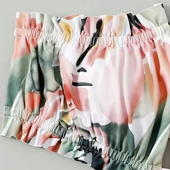 Painting Abstract Floral Side Cut-Out One-Piece Swimsuit Beachwear - Picture 7 of 7